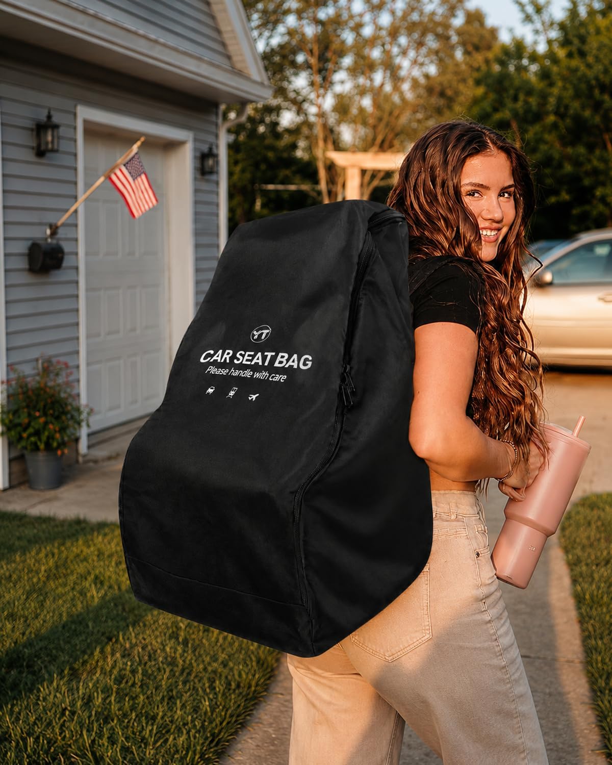 Car Seat Travel Bag for Airplane, Carseat Bag Air Travel with Padded Straps