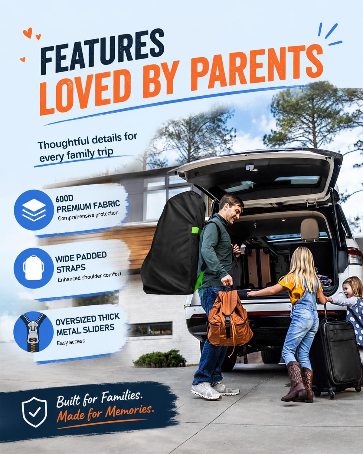 Car Seat Travel Bag for Airplane, Carseat Bag Air Travel with Padded Straps