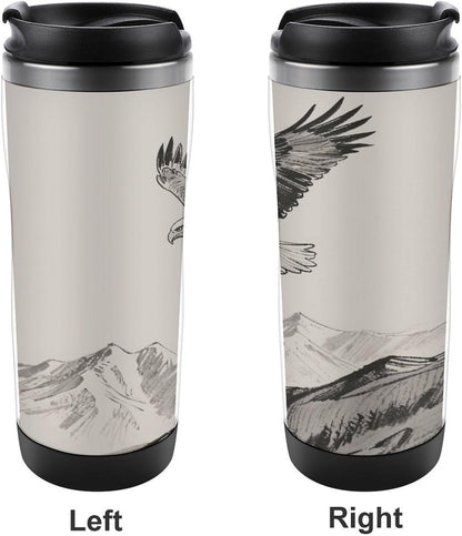 13oz Insulated Travel Coffee Mug Reusable Coffee Cup Water Bottle | Soaring Eagle Travel Mug with Leak Proof Lid Double Wall Stainless Steel Coffee Tumbler Personalized Gift