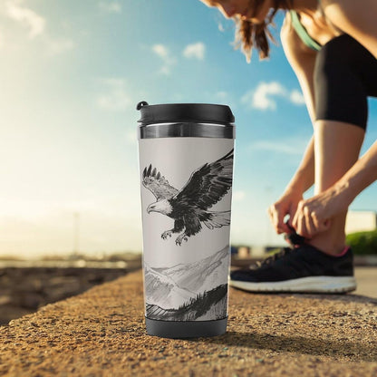 13oz Insulated Travel Coffee Mug Reusable Coffee Cup Water Bottle | Soaring Eagle Travel Mug with Leak Proof Lid Double Wall Stainless Steel Coffee Tumbler Personalized Gift