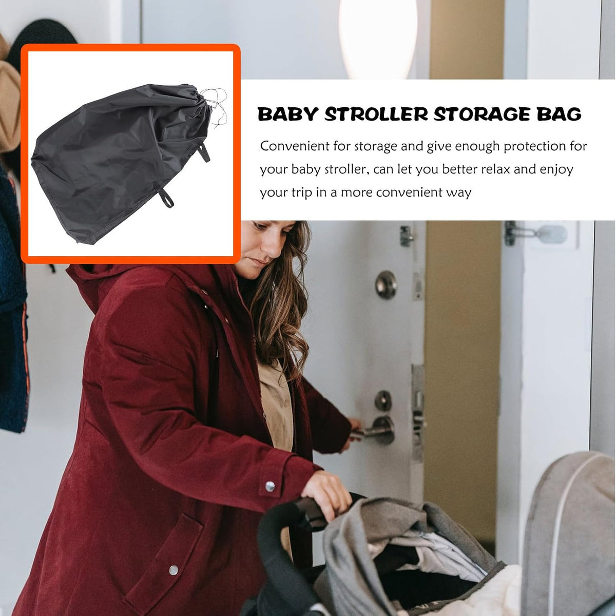 Water-resistant Oxford Cloth Stroller Bag for Airplane Travel, Fits Most Double Strollers, Simple Structure, for Gate Check and Parent Travel