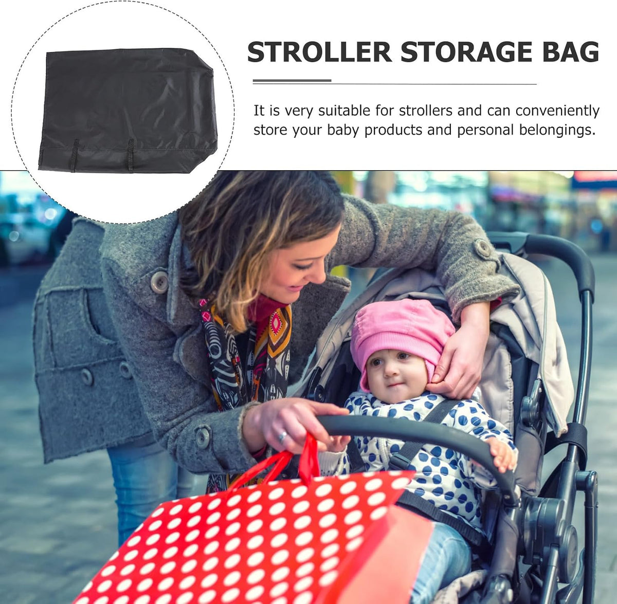 Water-resistant Oxford Cloth Stroller Bag for Airplane Travel, Fits Most Double Strollers, Simple Structure, for Gate Check and Parent Travel