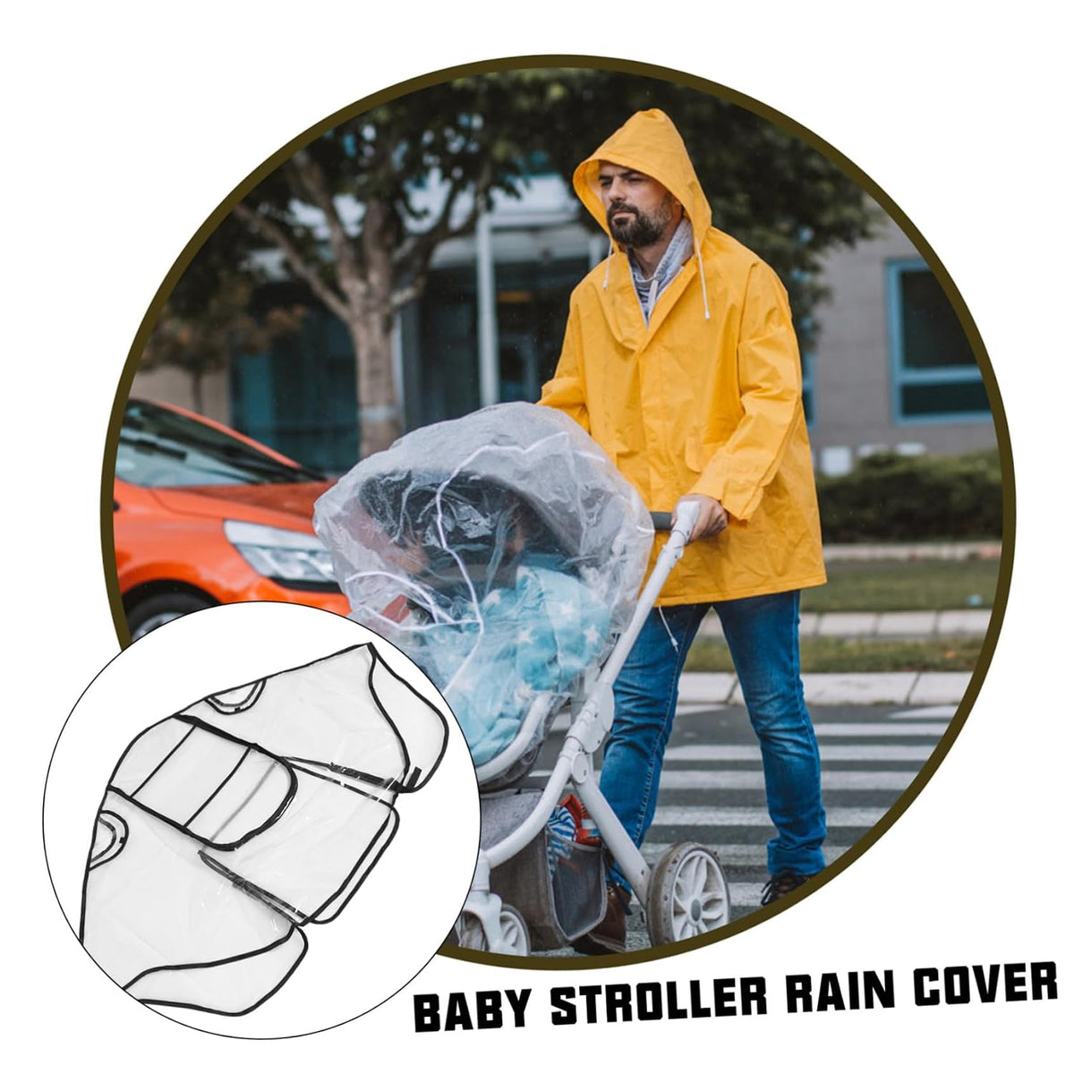 Stroller Rain Cover Windproof with Ventilation Transparent EVA Material Easy Installation Fits Strollers and Prams for Weather Protection