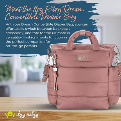 Dream Convertible Diaper Bag Tote Backpack - Baby Diaper Bag with 14 Pockets, Changing Pad & More (Midnight Black)