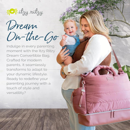 Dream Convertible Diaper Bag Tote Backpack - Baby Diaper Bag with 14 Pockets, Changing Pad & More (Midnight Black)