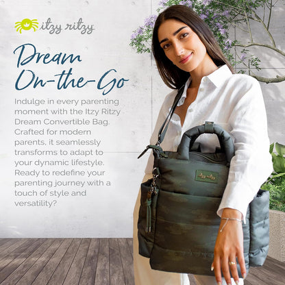 Dream Convertible Diaper Bag Tote Backpack - Baby Diaper Bag with 14 Pockets, Changing Pad & More (Midnight Black)