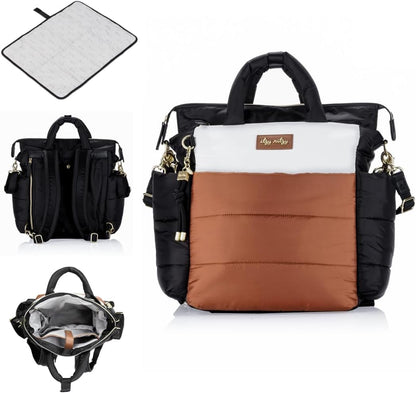 Dream Convertible Diaper Bag Tote Backpack - Baby Diaper Bag with 14 Pockets, Changing Pad & More (Midnight Black)