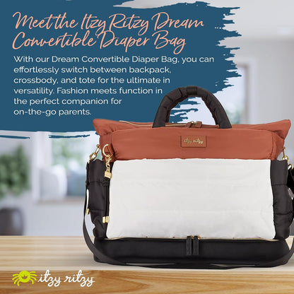 Dream Convertible Diaper Bag Tote Backpack - Baby Diaper Bag with 14 Pockets, Changing Pad & More (Midnight Black)