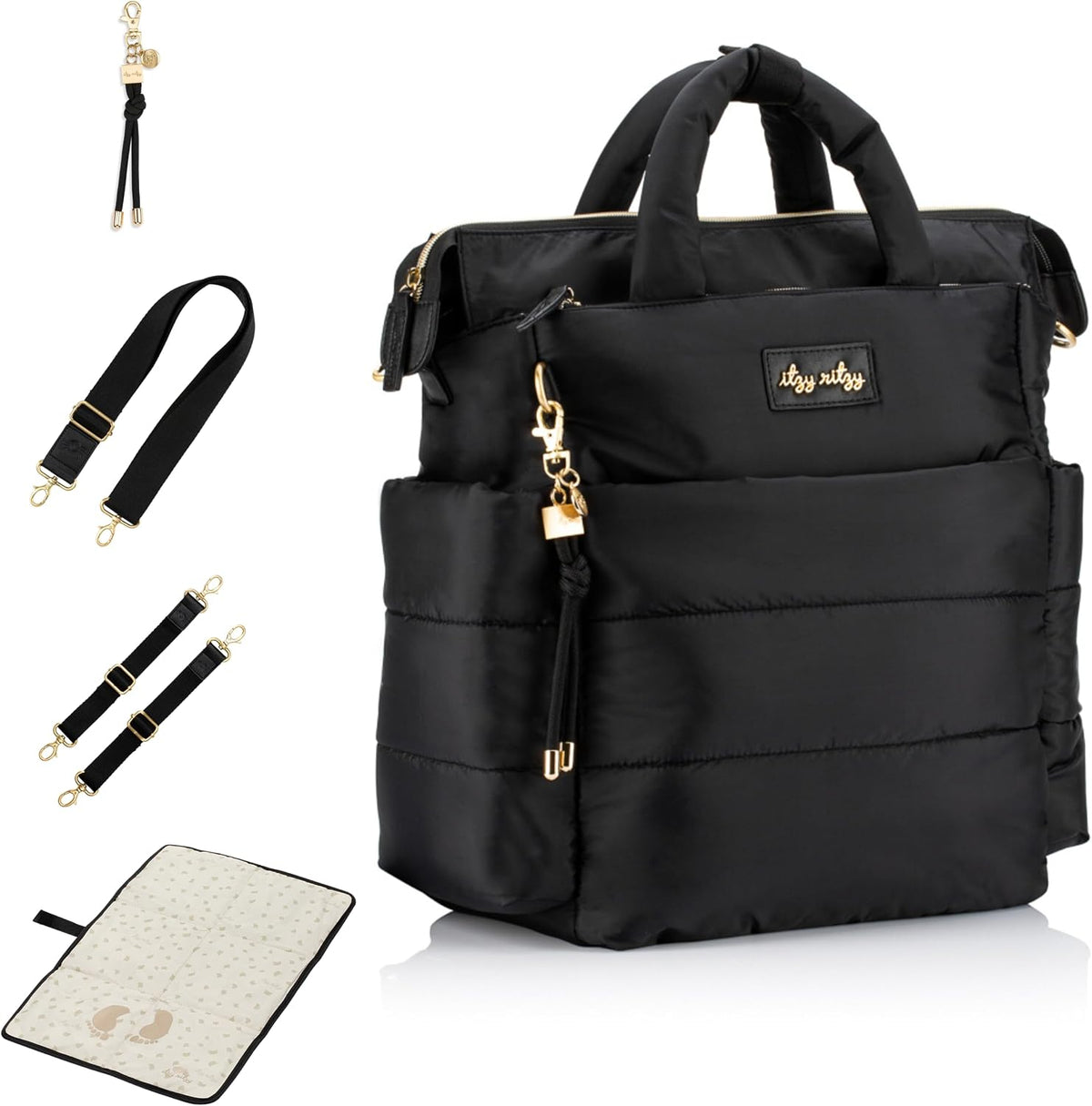 Dream Convertible Diaper Bag Tote Backpack - Baby Diaper Bag with 14 Pockets, Changing Pad & More (Midnight Black)