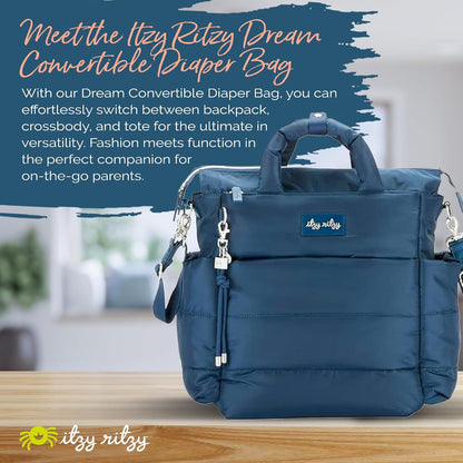 Dream Convertible Diaper Bag Tote Backpack - Baby Diaper Bag with 14 Pockets, Changing Pad & More (Midnight Black)