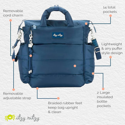 Dream Convertible Diaper Bag Tote Backpack - Baby Diaper Bag with 14 Pockets, Changing Pad & More (Midnight Black)