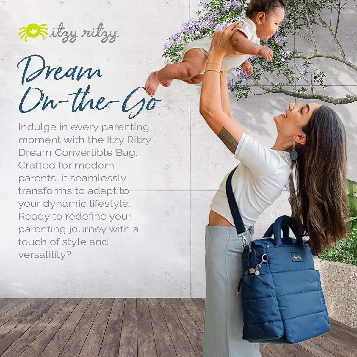 Dream Convertible Diaper Bag Tote Backpack - Baby Diaper Bag with 14 Pockets, Changing Pad & More (Midnight Black)