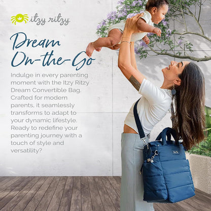 Dream Convertible Diaper Bag Tote Backpack - Baby Diaper Bag with 14 Pockets, Changing Pad & More (Midnight Black)