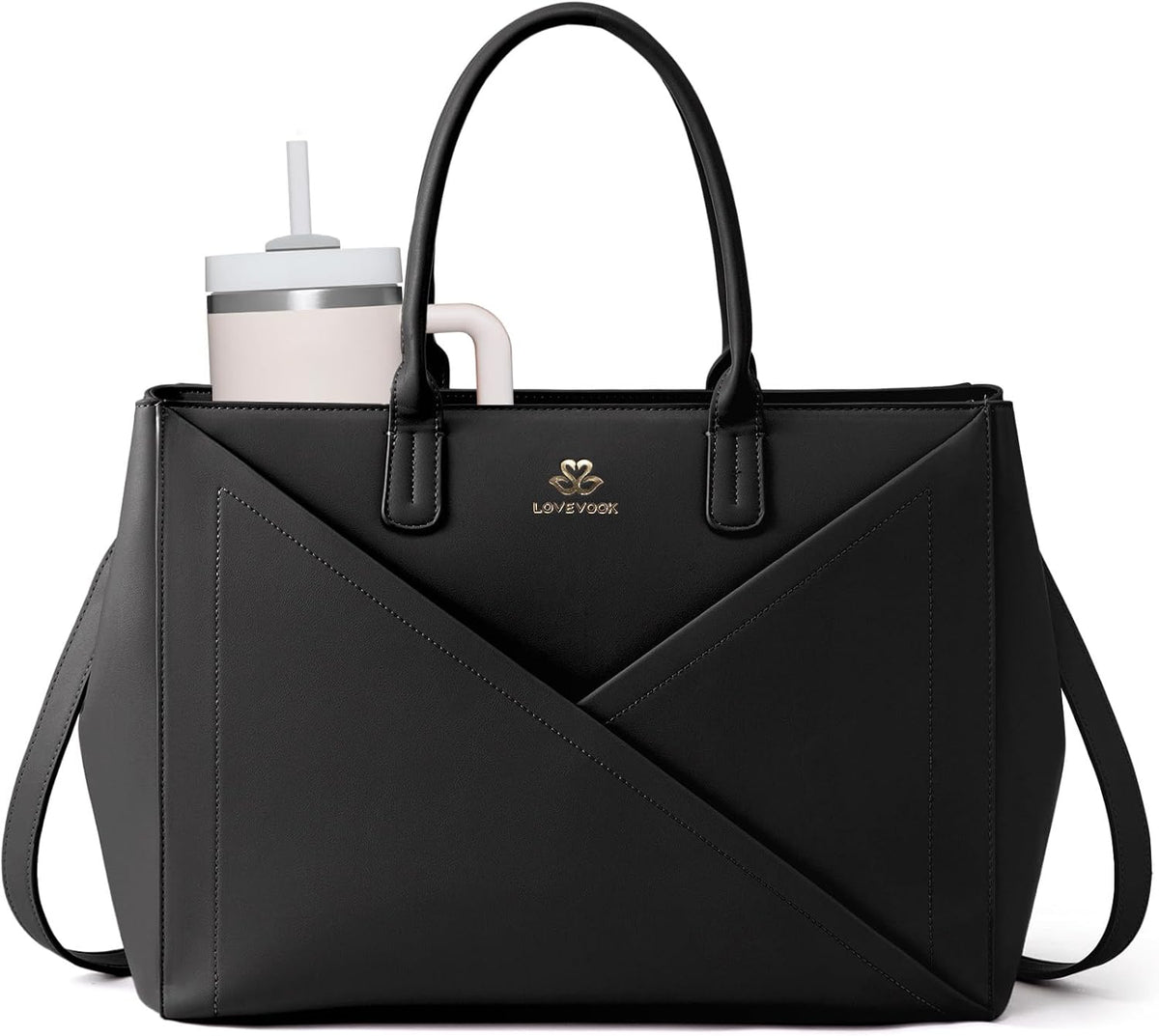 Laptop Work Tote Bag for Women with Large Cup Holder, 16 Inch