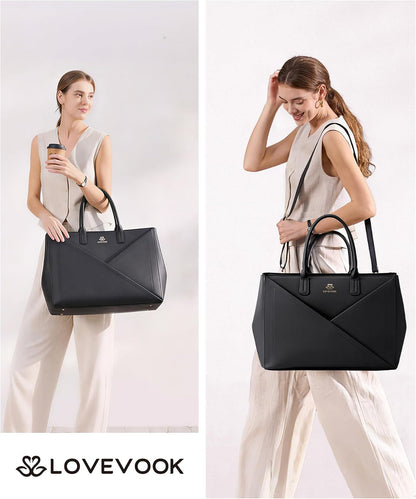 Laptop Work Tote Bag for Women with Large Cup Holder, 16 Inch
