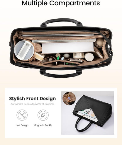 Laptop Work Tote Bag for Women with Large Cup Holder, 16 Inch