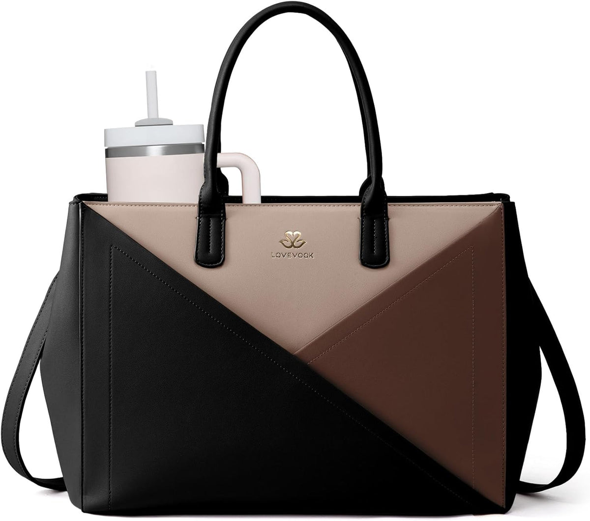 Laptop Work Tote Bag for Women with Large Cup Holder, 16 Inch