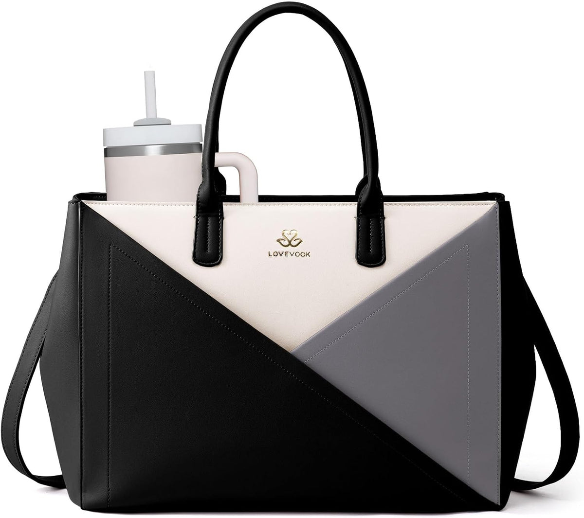 Laptop Work Tote Bag for Women with Large Cup Holder, 16 Inch