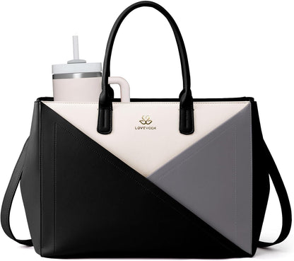 Laptop Work Tote Bag for Women with Large Cup Holder, 16 Inch