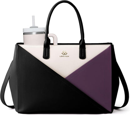 Laptop Work Tote Bag for Women with Large Cup Holder, 16 Inch