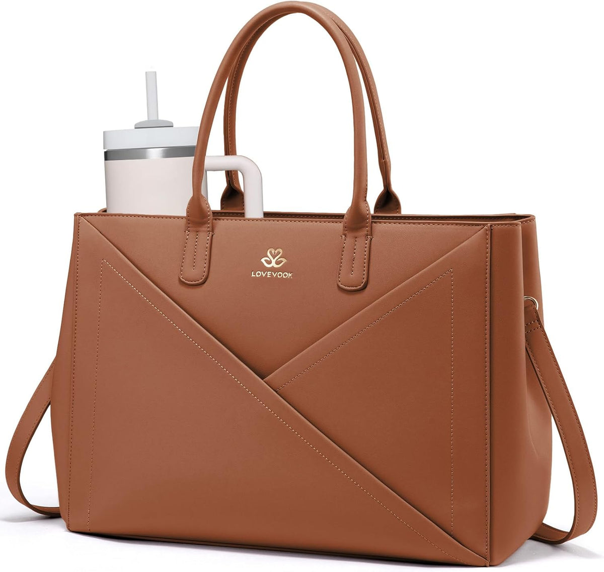 Laptop Work Tote Bag for Women with Large Cup Holder, 16 Inch