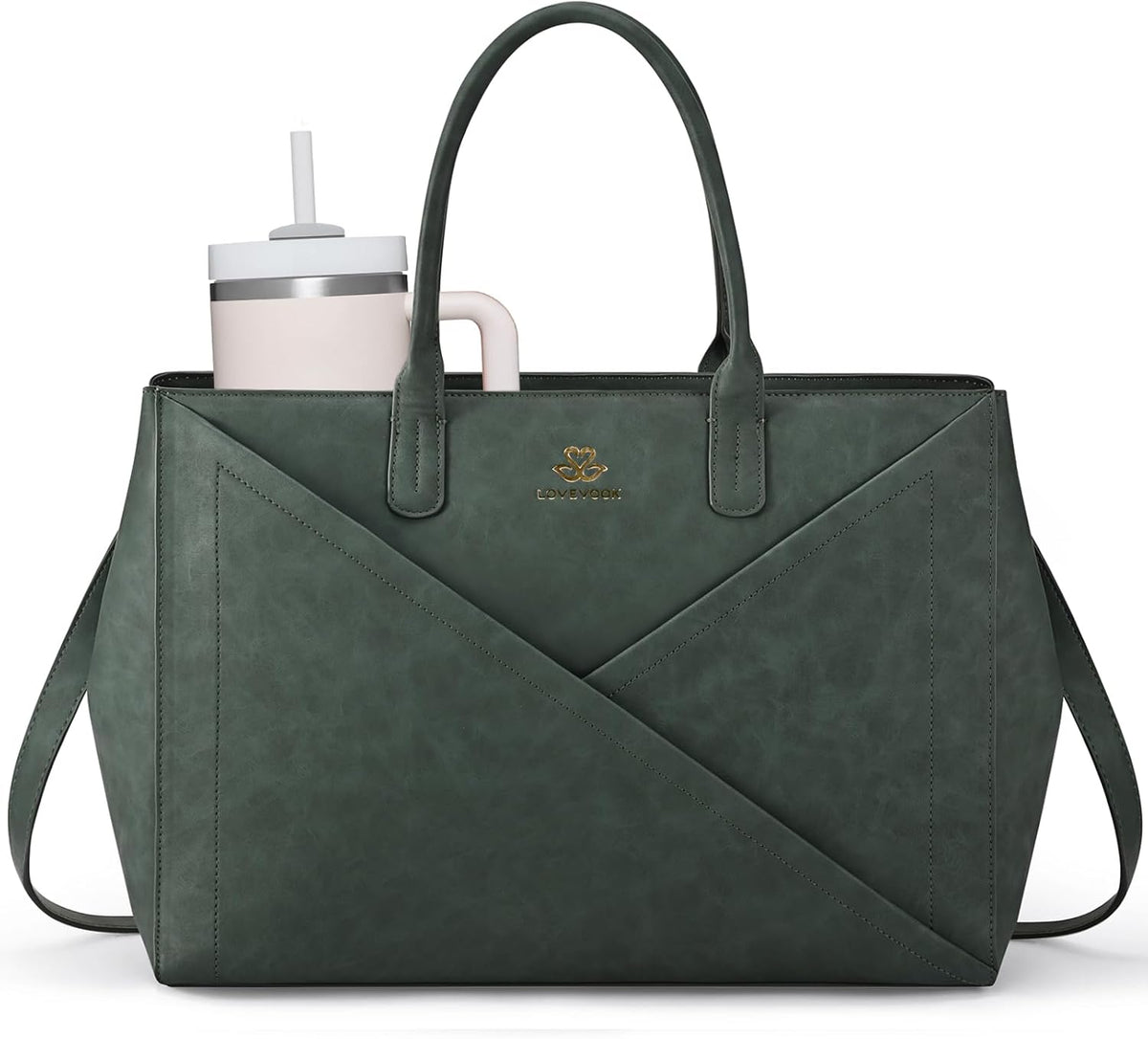 Laptop Work Tote Bag for Women with Large Cup Holder, 16 Inch