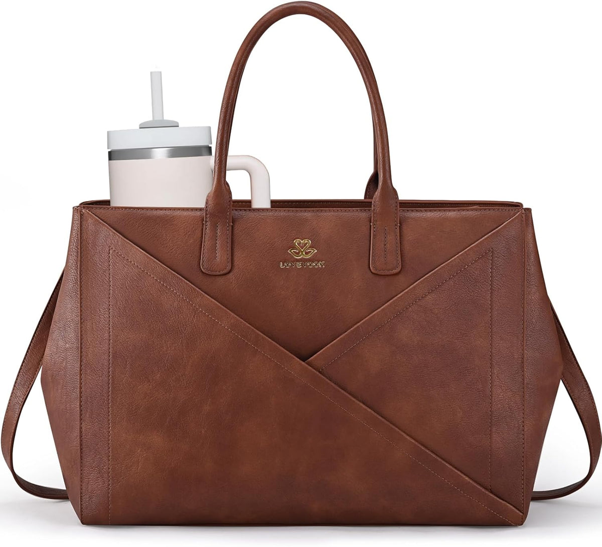 Laptop Work Tote Bag for Women with Large Cup Holder, 16 Inch