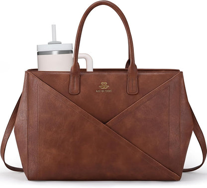 Laptop Work Tote Bag for Women with Large Cup Holder, 16 Inch