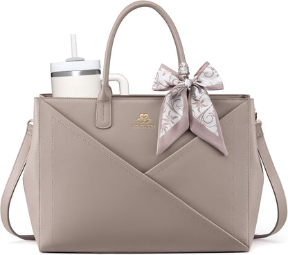 Laptop Work Tote Bag for Women with Large Cup Holder, 16 Inch