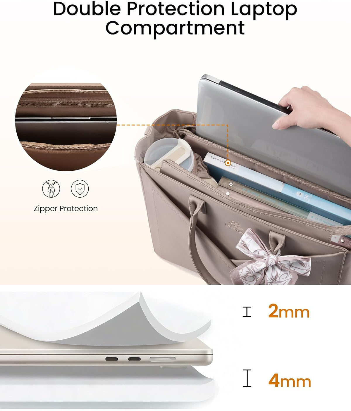 Laptop Work Tote Bag for Women with Large Cup Holder, 16 Inch