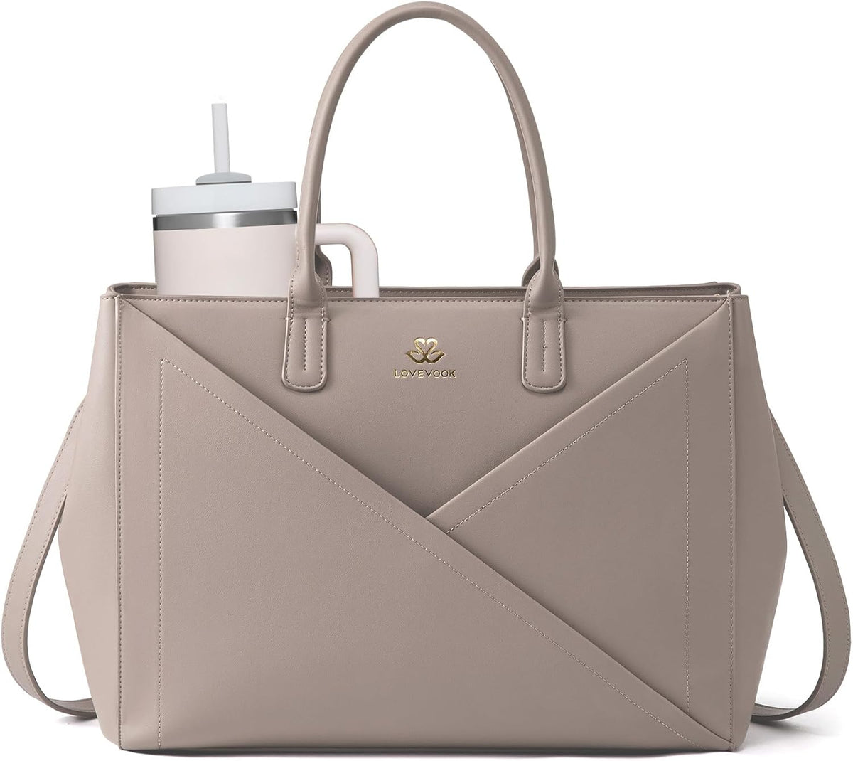 Laptop Work Tote Bag for Women with Large Cup Holder, 16 Inch