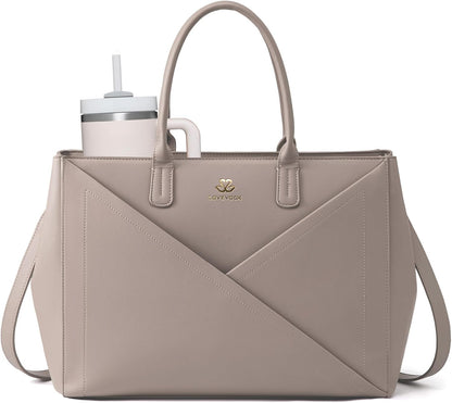 Laptop Work Tote Bag for Women with Large Cup Holder, 16 Inch
