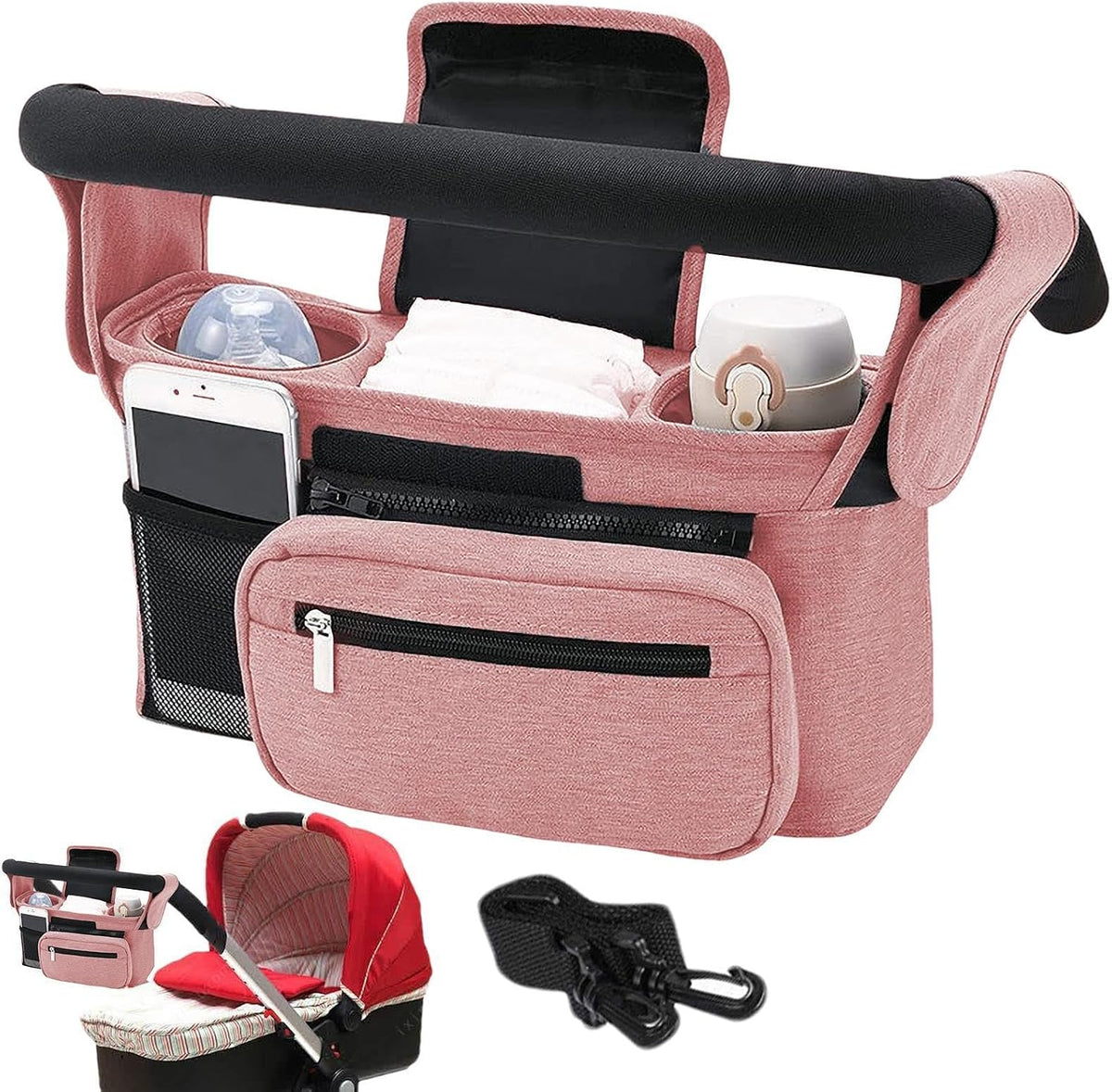 Stroller Caddy Organizer Portable Multiple Pockets