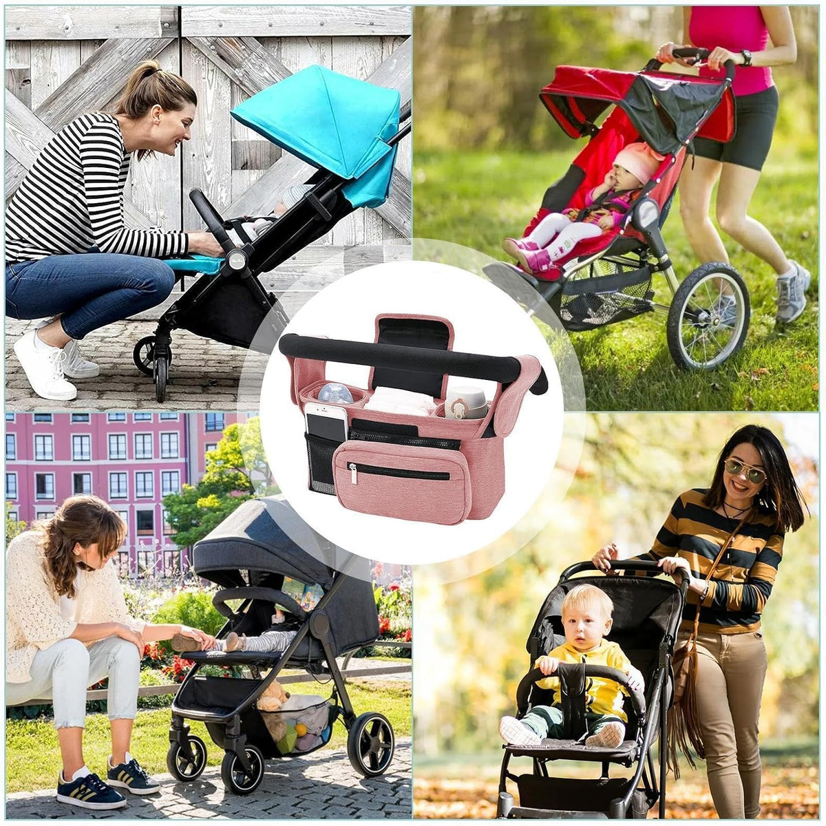 Stroller Caddy Organizer Portable Multiple Pockets