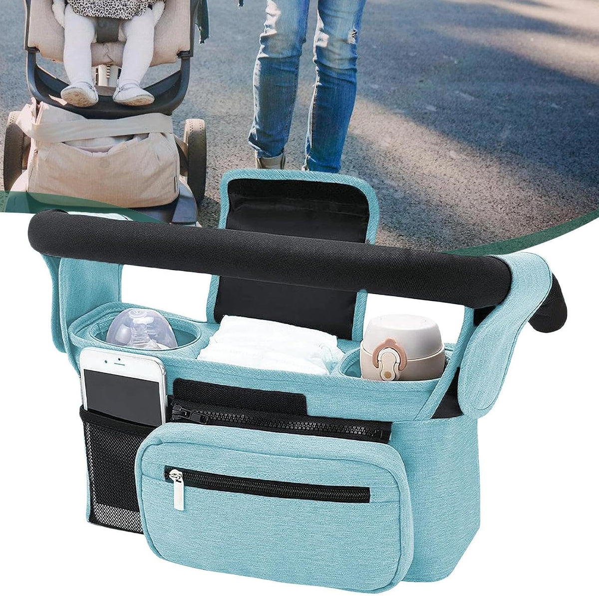 Stroller Caddy Organizer Portable Multiple Pockets