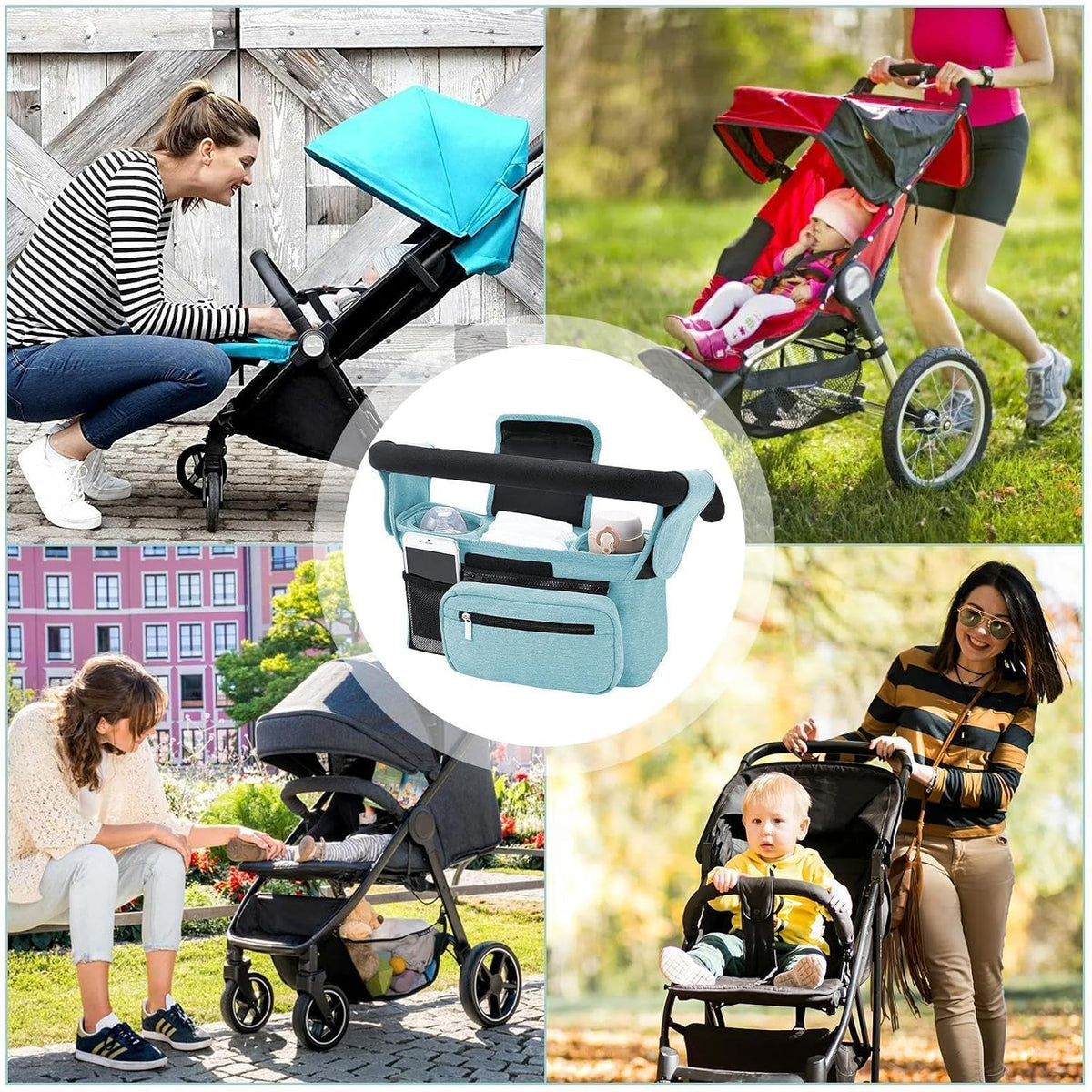 Stroller Caddy Organizer Portable Multiple Pockets