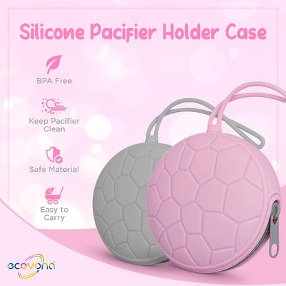 Silicone Baby Pacifier Holder Case | Dishwasher Safe with Durable Button Closure Diaper Bag Strap | Soft Pocket Cover for Pacifiers & Binky | Keep Pacifiers Clean and Always in Reach Rainbow