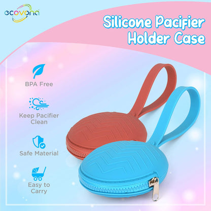 Silicone Baby Pacifier Holder Case | Dishwasher Safe with Durable Button Closure Diaper Bag Strap | Soft Pocket Cover for Pacifiers & Binky | Keep Pacifiers Clean and Always in Reach Rainbow