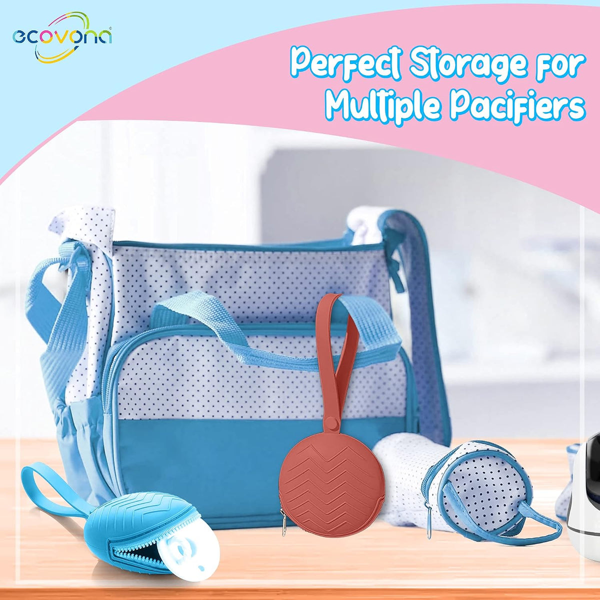 Silicone Baby Pacifier Holder Case | Dishwasher Safe with Durable Button Closure Diaper Bag Strap | Soft Pocket Cover for Pacifiers & Binky | Keep Pacifiers Clean and Always in Reach Rainbow