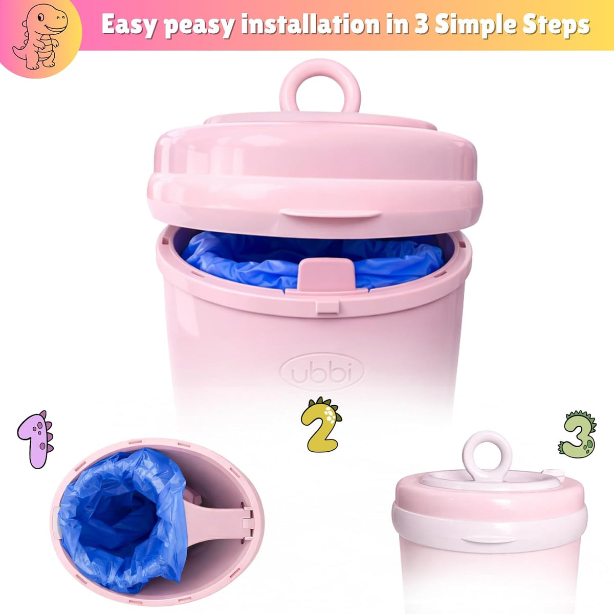 Disposable Diaper Pail Refill Bags (100 Bags) Compatible with Ubbi Diaper Bag Pail 13 Gal Capacity Diaper Pail Bag Medium Kitchen Trash Bag Heavy Duty Large Garbage Bag (100 ct.)