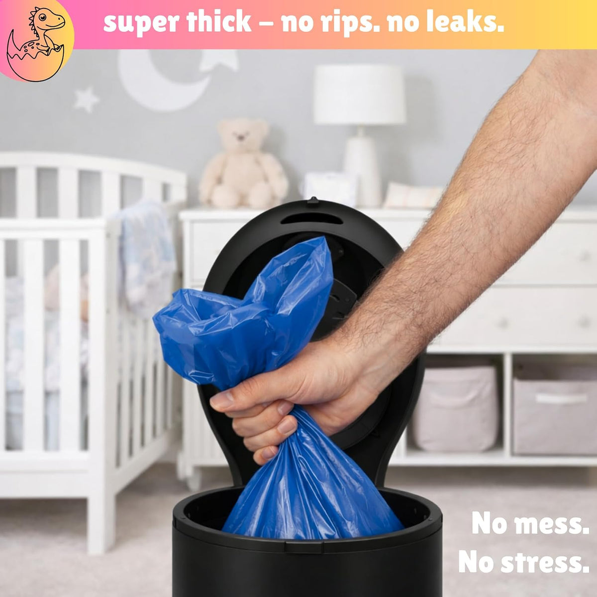 Disposable Diaper Pail Refill Bags (100 Bags) Compatible with Ubbi Diaper Bag Pail 13 Gal Capacity Diaper Pail Bag Medium Kitchen Trash Bag Heavy Duty Large Garbage Bag (100 ct.)