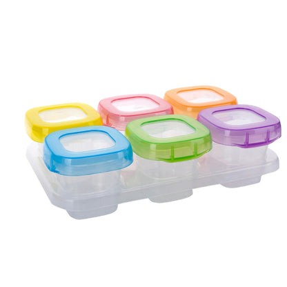 6pcs Food Freezer Containers with Airtight Seal Ring Leakproof Storage Tray for Puree Microwave Dishwasher Safe Clear Lid for Easy Viewing Mixed Colors