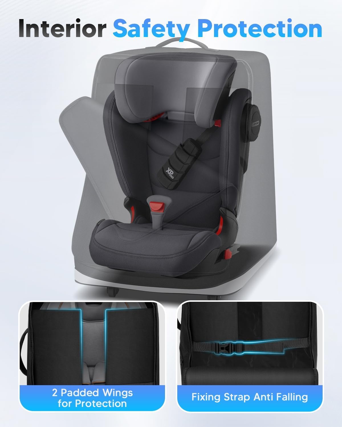 Car Seat Travel Bag for Airplane with Swivel Wheel Extendable Height Padded Carseat Travel Backpack Large Storage Bag, Baby Infant Booster Seat Bags for Air Travel