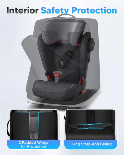 Car Seat Travel Bag for Airplane with Swivel Wheel Extendable Height Padded Carseat Travel Backpack Large Storage Bag, Baby Infant Booster Seat Bags for Air Travel