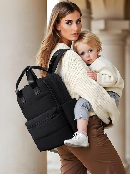 Diaper Bag Backpack Large Baby Diaper Bag With 15 Pockets,Patchwork Baby Travel Bag Organizer for Mom,4 Insulated Pockets,Changing Pad,Brown