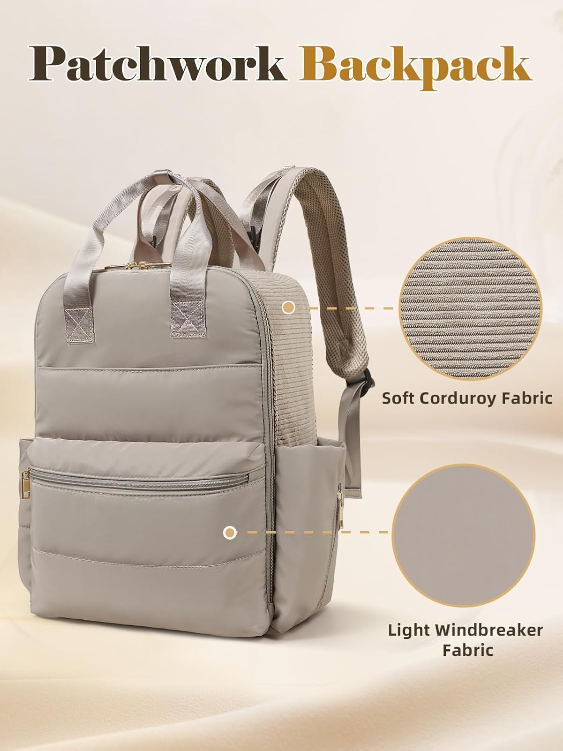 Diaper Bag Backpack Large Baby Diaper Bag With 15 Pockets,Patchwork Baby Travel Bag Organizer for Mom,4 Insulated Pockets,Changing Pad,Brown