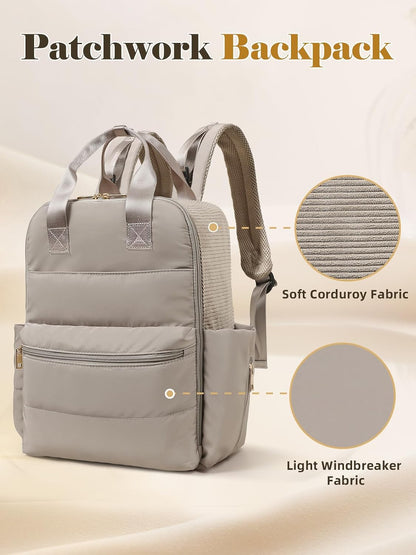 Diaper Bag Backpack Large Baby Diaper Bag With 15 Pockets,Patchwork Baby Travel Bag Organizer for Mom,4 Insulated Pockets,Changing Pad,Brown