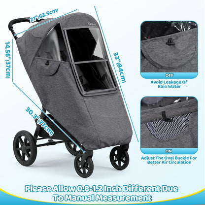 Clear Stroller Rain Cover, Universal Fit, Side Ventilation, Durable Clear