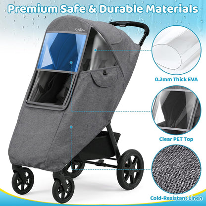 Clear Stroller Rain Cover, Universal Fit, Side Ventilation, Durable Clear