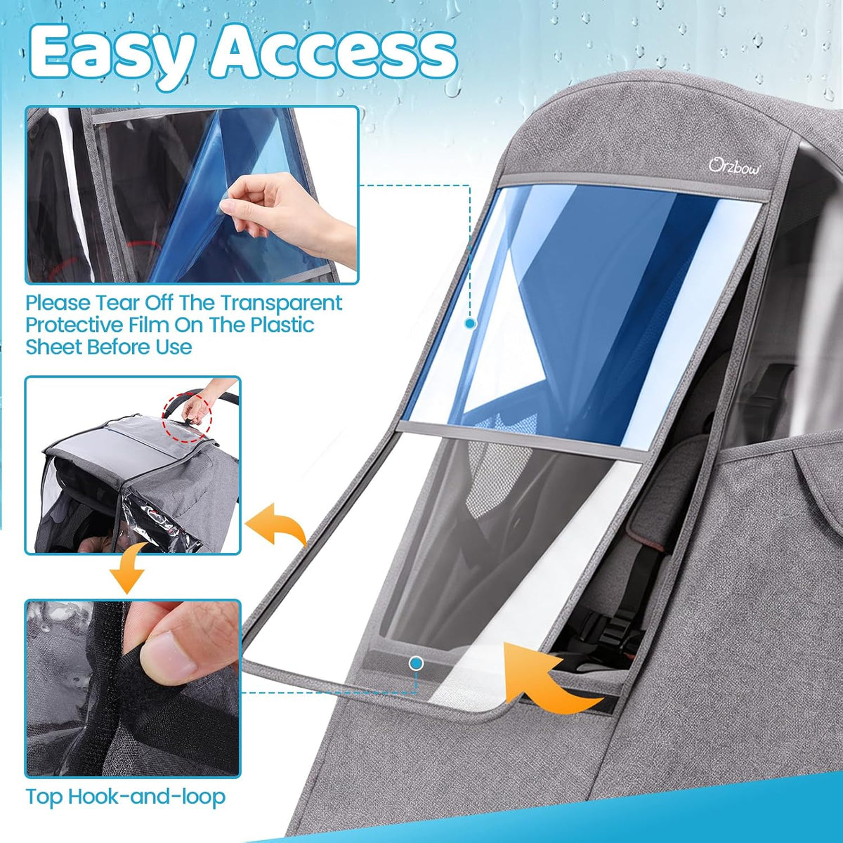 Clear Stroller Rain Cover, Universal Fit, Side Ventilation, Durable Clear